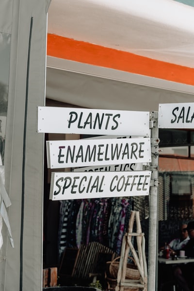 植物、搪瓷和特殊咖啡标识
